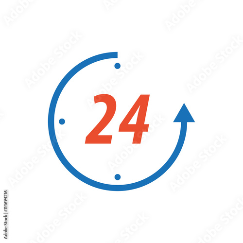 Design clock  Flat icon and Logo  blue, orange