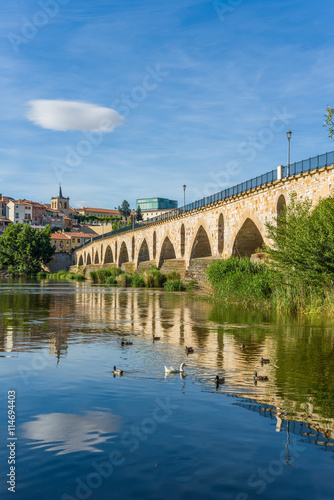 Stone bridge over Duero river. Zamora, Castilla y Leon, Spain.