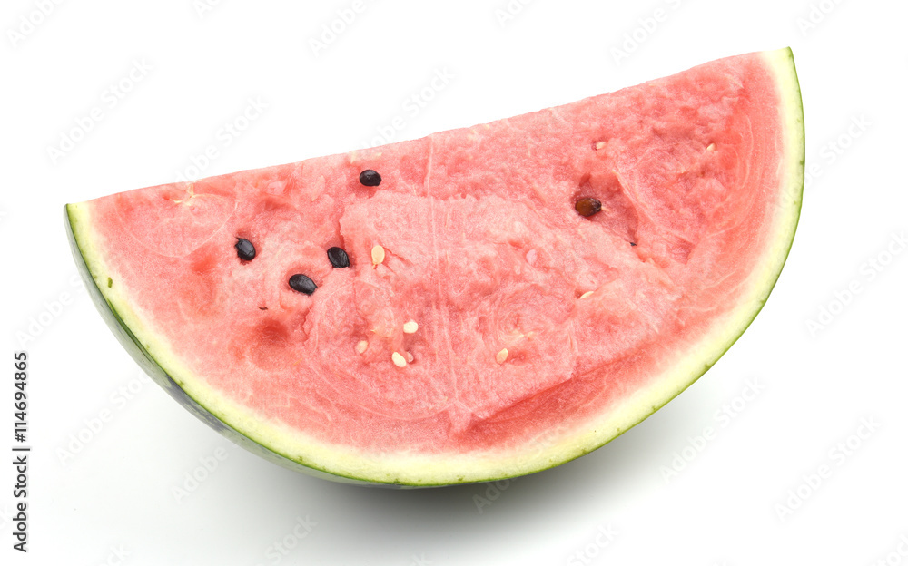 A piece of watermelon on white background