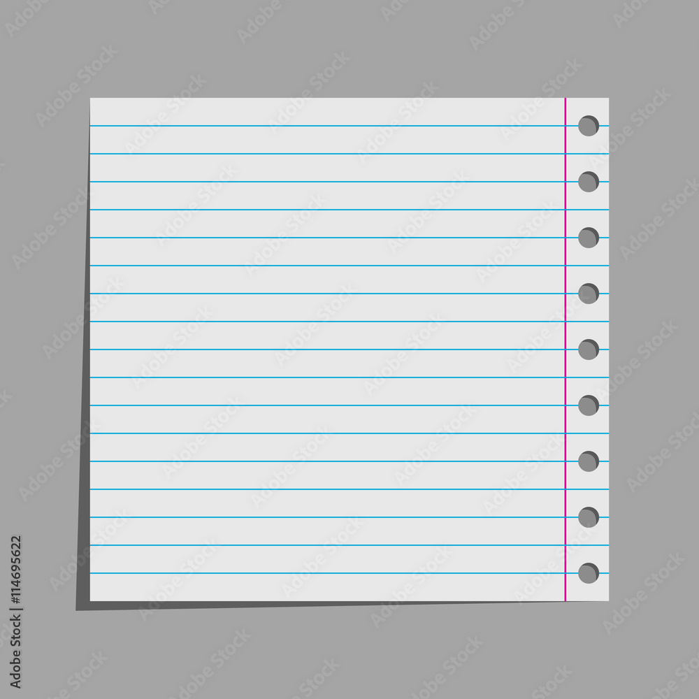 Notebook paper with holes on gray background. Notebook paper with holes on gray background.
