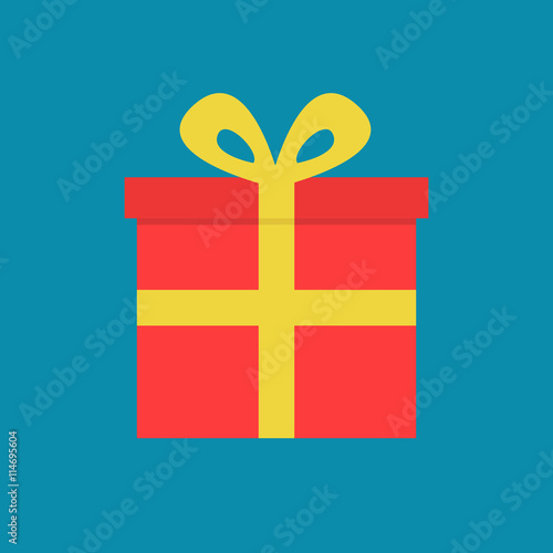 Gift box with ribbon vector icon.