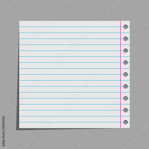 Notebook paper with holes on gray background.