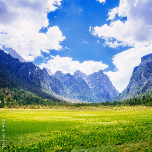 Rocky Mountains at sunset.Dolomite Alps, Italy © standret