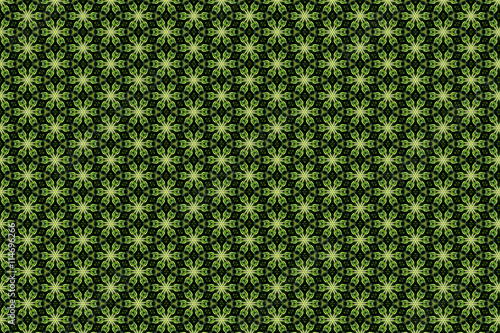 Green kaleidoscope six-pointed leaf flower ornament pattern. 