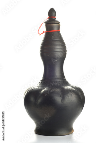 Clay vase or Labu Sayung on isolated white background