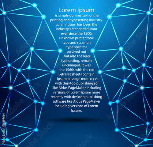 Abstract cyber connection, technology concept dark blue vector background.
