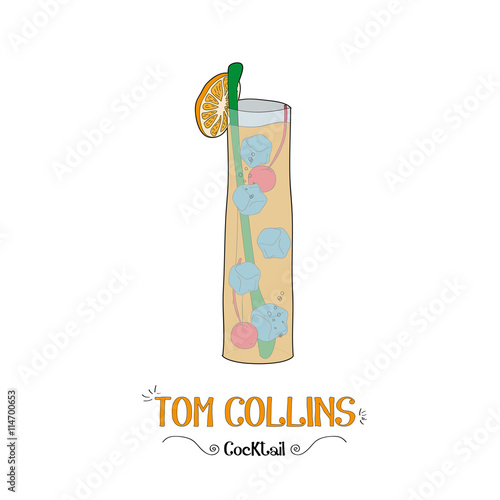 Tom Collins cocktail for a customer illustration for bar business