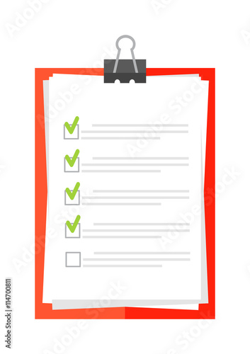 Clipboard document checklist test icon questionnaire symbol illustration. Symbol test icon and choice test icon. Paper test icon and report clipboard test icon. Test document