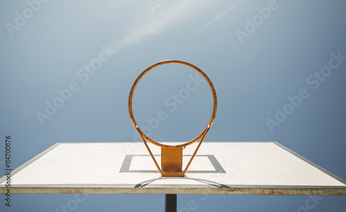 Basketball hoop, upward veiw photo