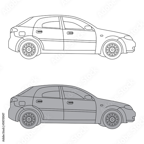 Car line drawing vector illustration