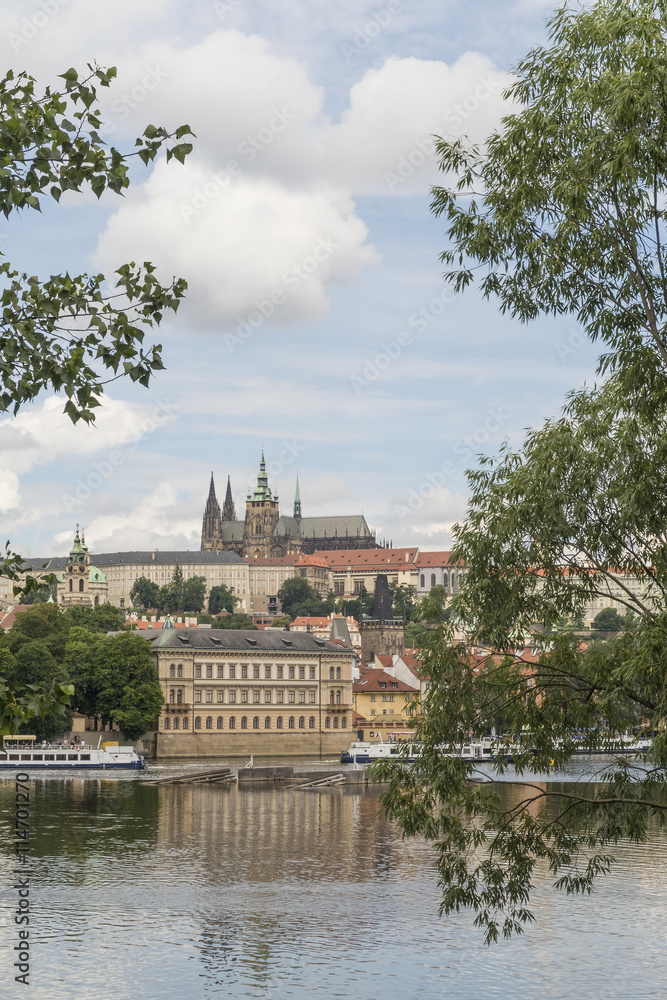 View across the Vltava River to Prague's Castle
