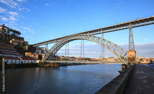 The Dom Luis I bridge at sunrise, Porto, Portugal 
