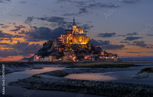 Sunset at Mont Saint Michel with dramatic sunset