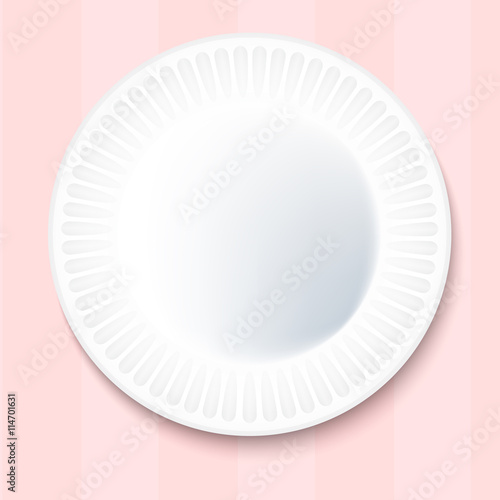 White Paper Plate Isolated on pink Background.