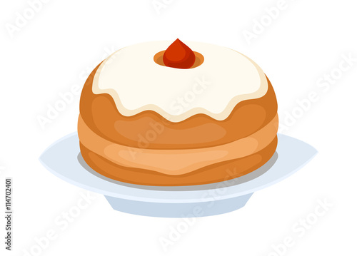 Sweet cake isolated on white. Traditional sweet cake holliday vector. Cake food sweet vector. Food fresh cake