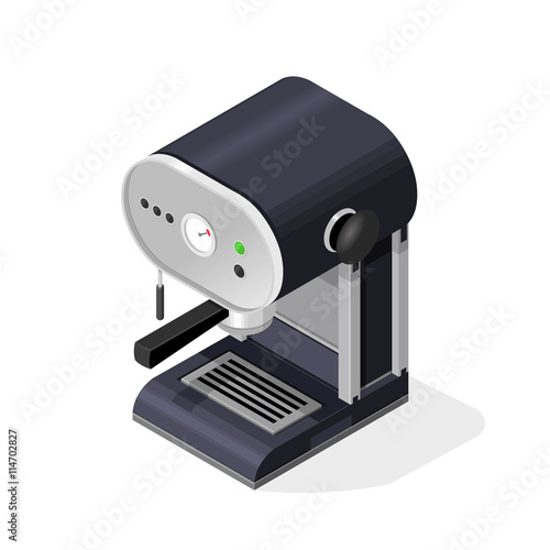 Isometric vector illustration Coffee Espresso Machine internet Icon.
Contemporary Barista Coffee Machine - Coffee maker.