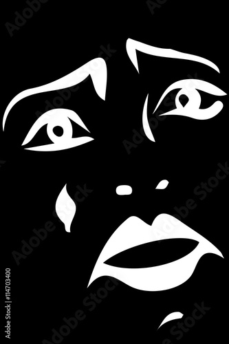 vector sketch of a sad white clown