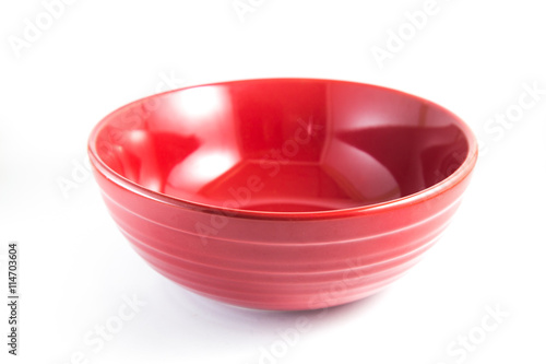 Red bowl, isolated on white