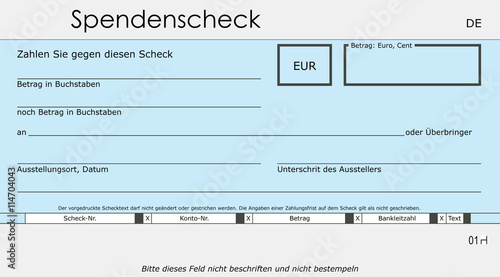 Schlichte Spendenscheck Vorlage