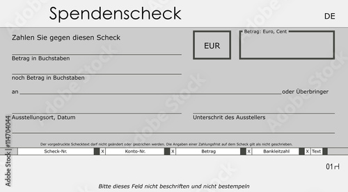 Schlichte Spendenscheck Vorlage