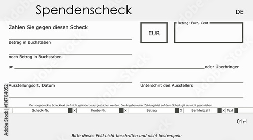 Schlichte Spendenscheck Vorlage