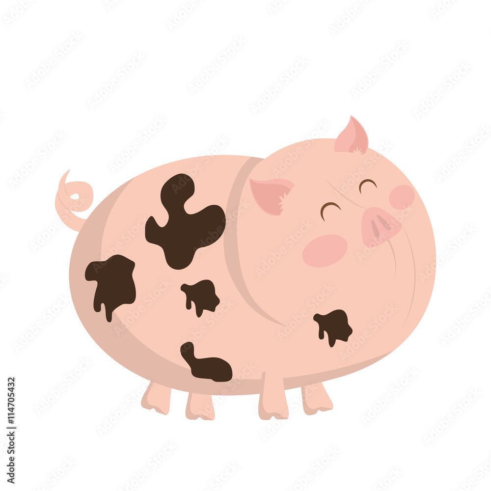 Farm animal concept represented by pig cartoon icon. isolated and flat illustration Farm animal concept represented by pig cartoon icon. isolated and flat illustration