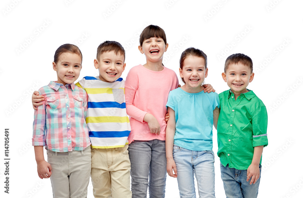 happy smiling little children hugging happy smiling little children hugging