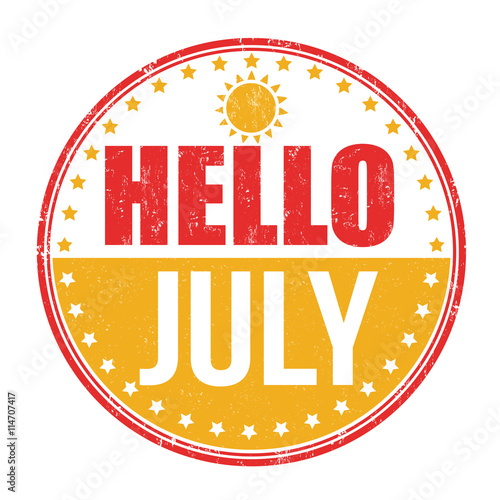 Hello july stamp