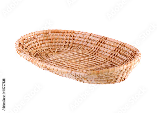 vintage weave wicker basket on white background