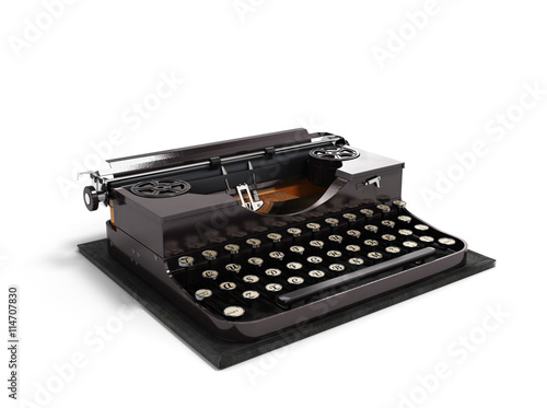Retro rusty typewriter 3d render isolated on white background