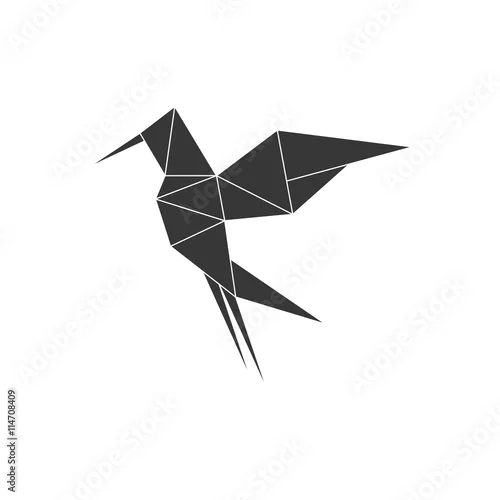 Naklejka na ścianę Koncepcja origami reprezentowana przez ikonę ptaka. ilustracja na białym tle i płaskie