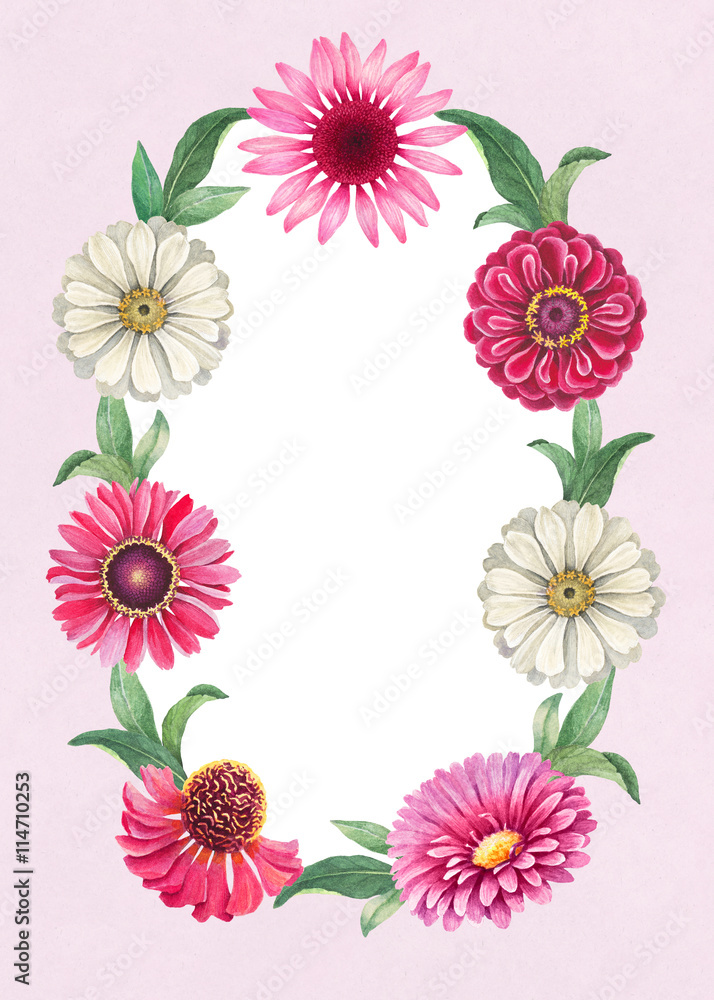 Watercolor floral wreath. Perfect for a greeting card
