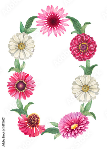 Fototapeta Naklejka Na Ścianę i Meble -  Watercolor floral wreath. Perfect for a greeting card 