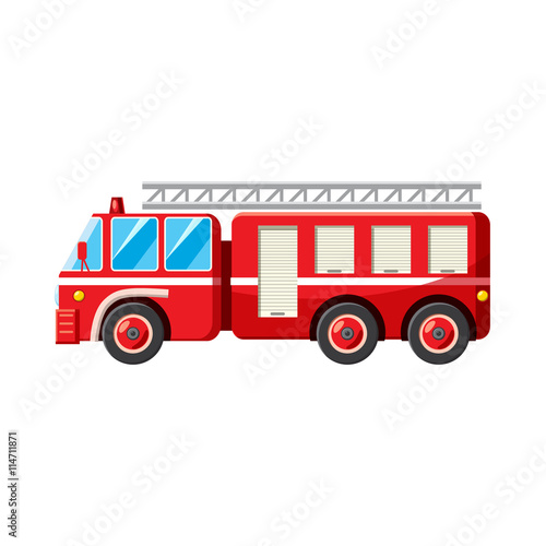 Fire truck icon in cartoon style