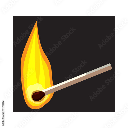 Burning match icon, cartoon style