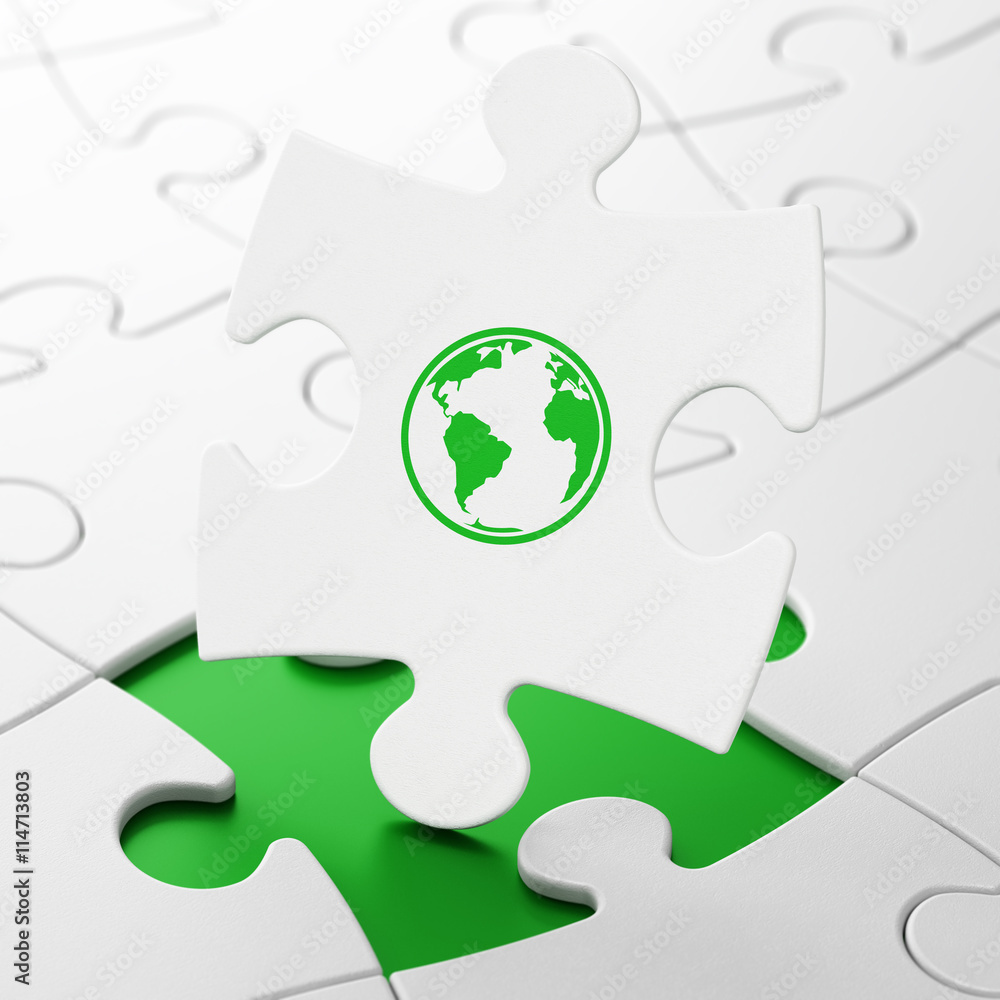 Science concept: Globe on puzzle background Science concept: Globe on puzzle background