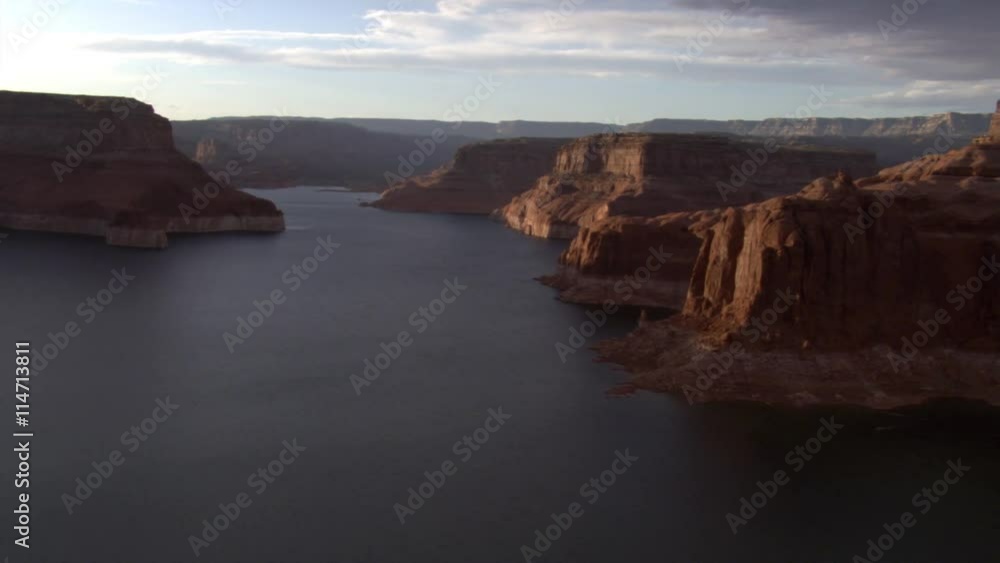 Flying over Lake Powell under storm clouds Flying over Lake Powell under storm clouds