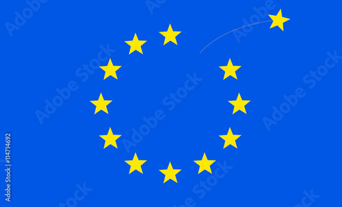 A Star Disappears from European Flag / Brexit Concept