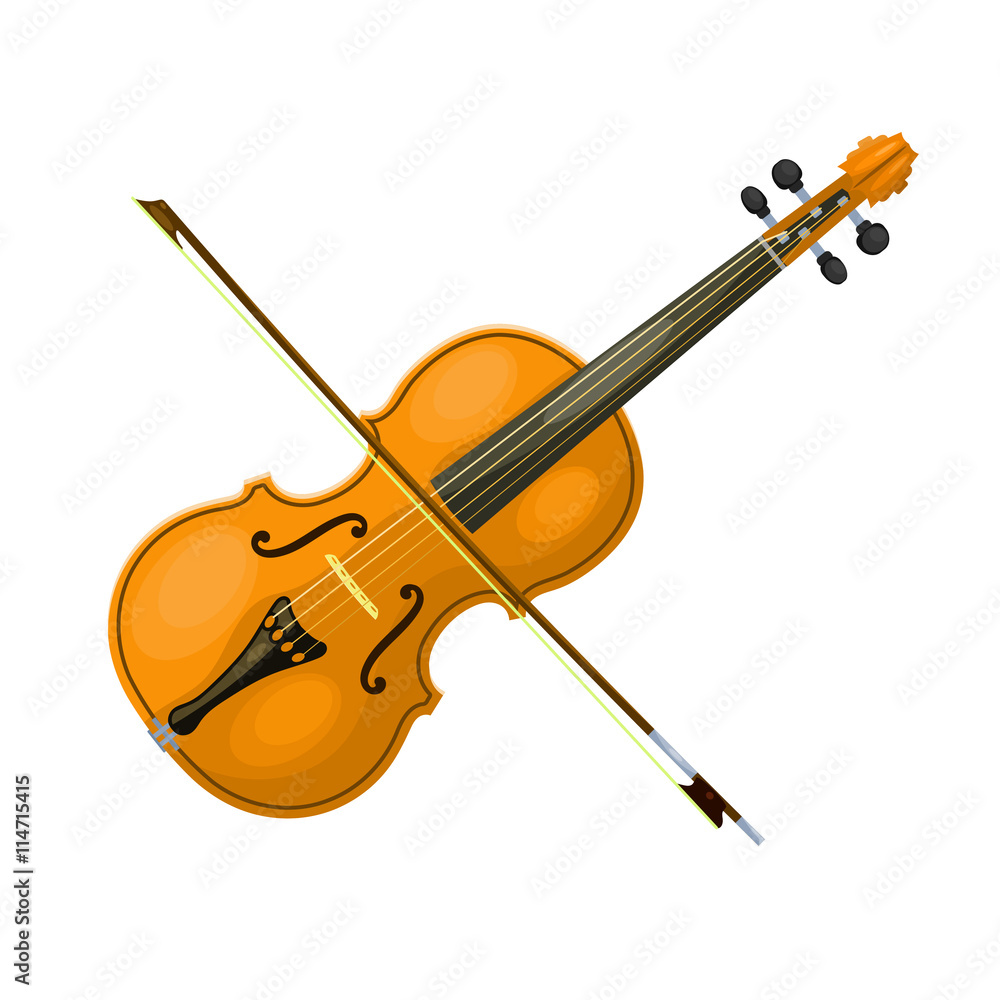 Fototapeta Instrument muzyczny skrzypce z smyczkiem na białym tle. Wózek