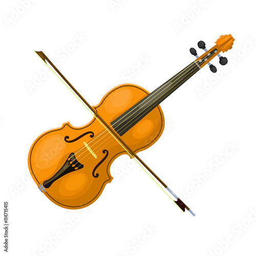 Fototapeta Instrument muzyczny skrzypce z smyczkiem na białym tle. Wózek