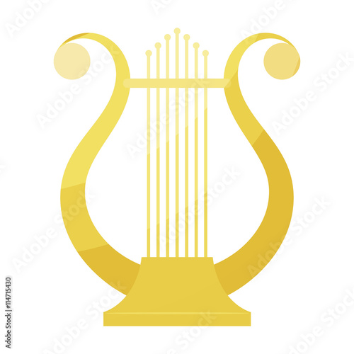 Vector cartoon image of vintage Lyre on a white background. Anci