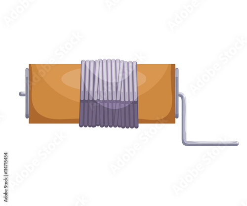 Cartoon image of wheel axle with a rope. Colored vector illustra