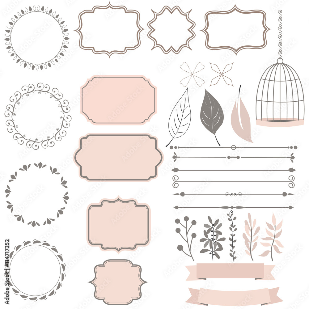 cute collection of decoration elements Stock Vector | Adobe Stock