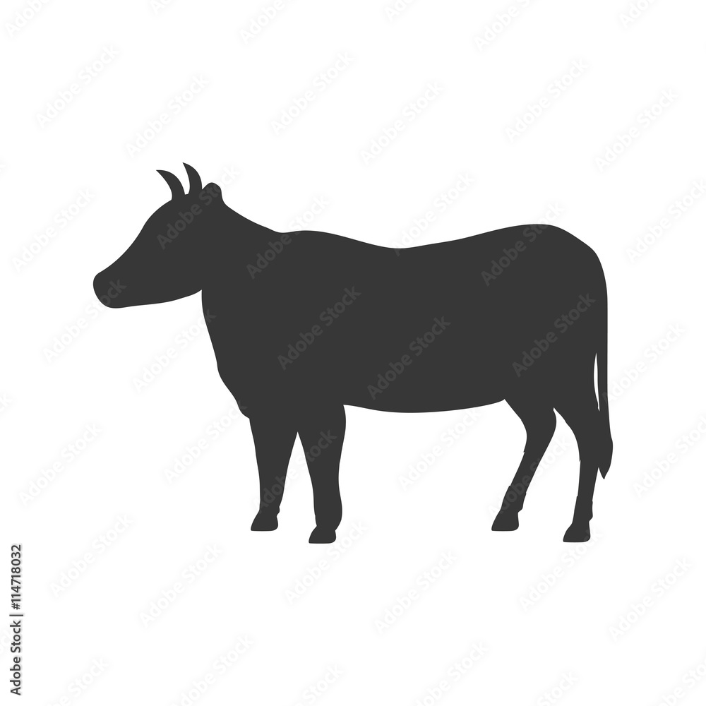 Animal silhouette concept represented by cow icon. isolated and flat illustration 
