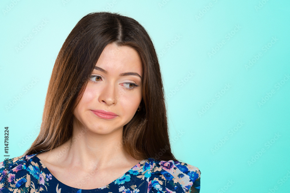 Portrait of thinking and sad woman Portrait of thinking and sad woman
