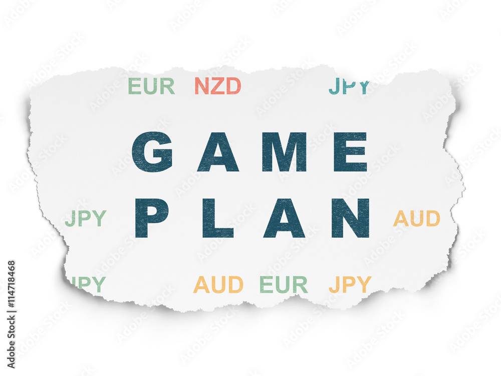 Business concept: Game Plan on Torn Paper background