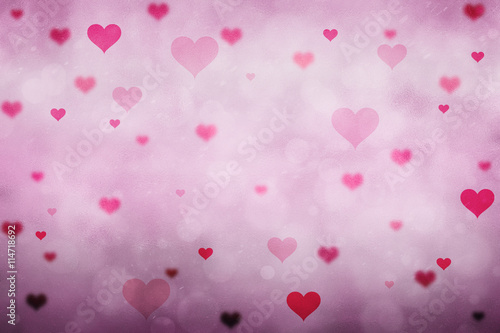 Pink red color glass effect window with lovely Valentine's Day Heart shapes pattern illustration background. Lovely Valentine Holidays greeting card copy space background.