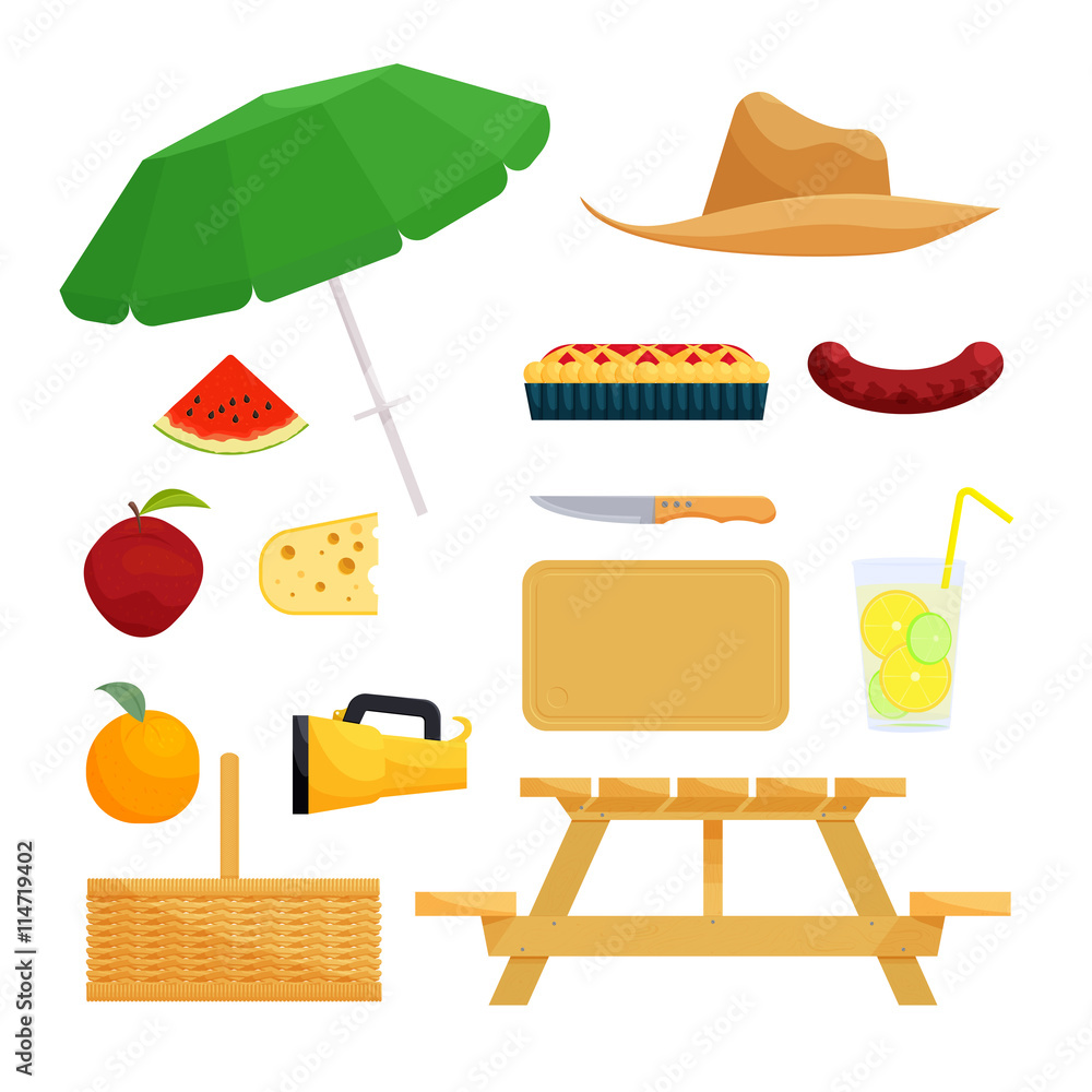 Set of objects for picnic Set of objects for picnic