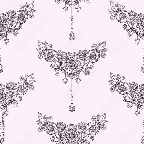Ornamental seamless ethnic pattern. Floral design can be used for wallpaper, pattern fills, textile