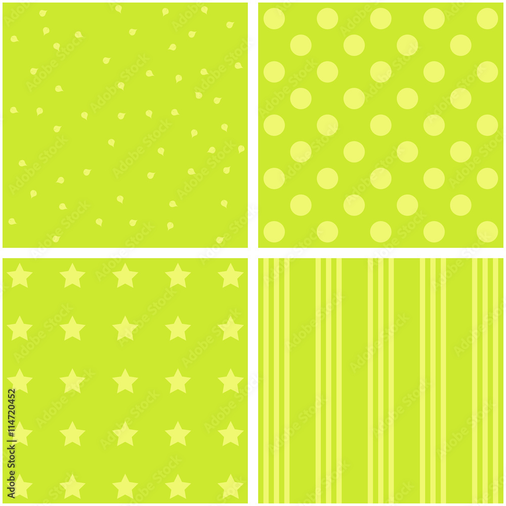 Vector set of 4 green background patterns.